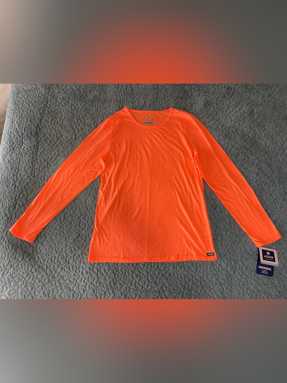 NWT ADAR Uniforms Womens XL Under-Scrubs Top Long Sleeve Neon Orange Tee